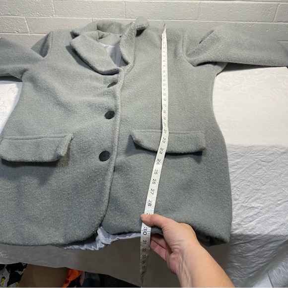 Pretty Little Thing Thick Peacoat Blazer Button Up Fluffy Fleece Oversized Loose - Picture 3 of 9